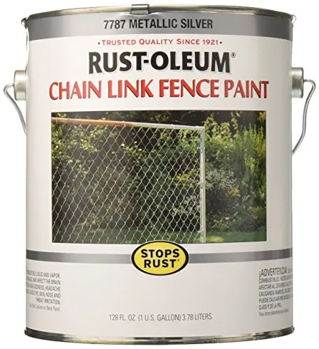Rust-Oleum metallic silver chain link fence paint in one-gallon can