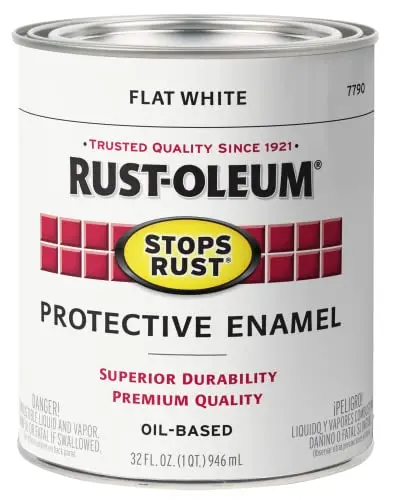 Rust-Oleum flat white protective enamel paint can