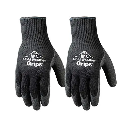Wells Lamont cold weather work gloves with latex grip and thermal knit shell