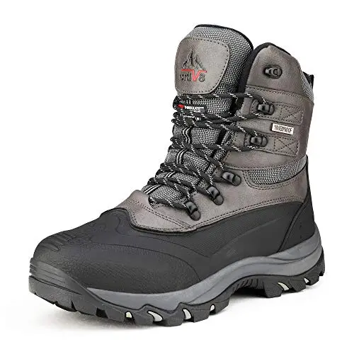 NORTIV 8 Men's Insulated Waterproof Snow Boots in black and grey