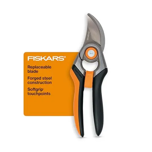 Fiskars forged bypass pruning shears with black and orange handles