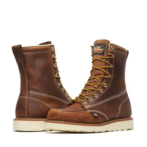 Thorogood American Heritage moc toe work boots on a construction site
