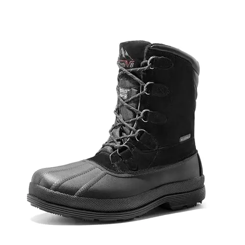 NORTIV 8 men's insulated waterproof winter snow boots in black
