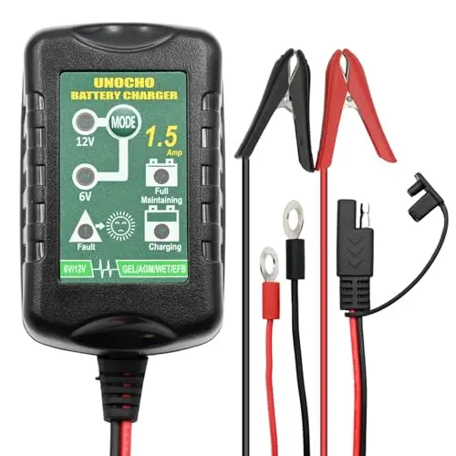 UNOCHO 6V 12V battery charger with safety timer