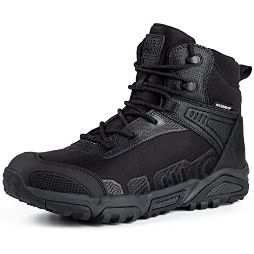 FREE SOLDIER men's waterproof tactical hiking boots in black