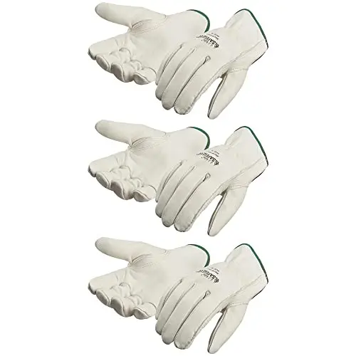 SAFEGEAR 3-pack cowhide leather work gloves with keystone thumb