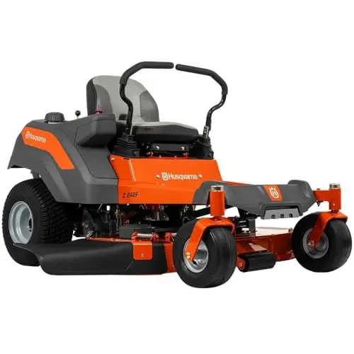 Husqvarna Z242F zero-turn mower with 42-inch deck in gray-orange