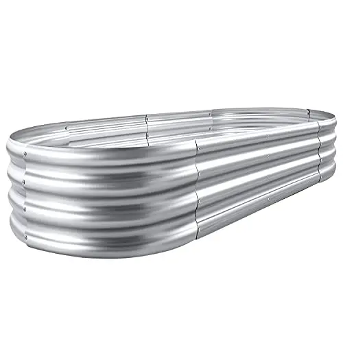 Land Guard oval metal raised garden bed