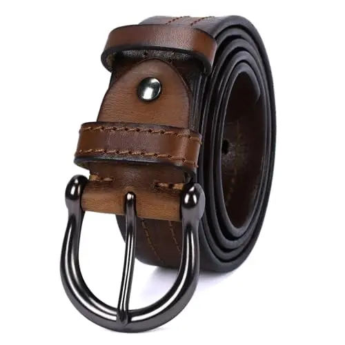 HOLMANSE western cowboy belt made from Italian full grain leather with contrast stitching