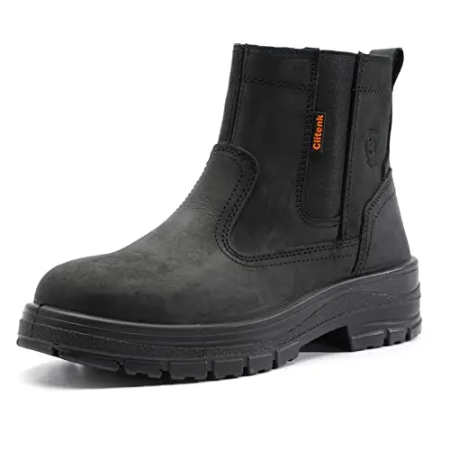Clitenk steel toe slip-on work boots