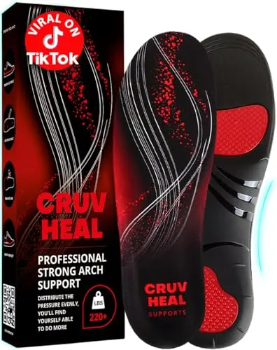 CRUVHEAL plantar fasciitis insoles for men over 220 pounds
