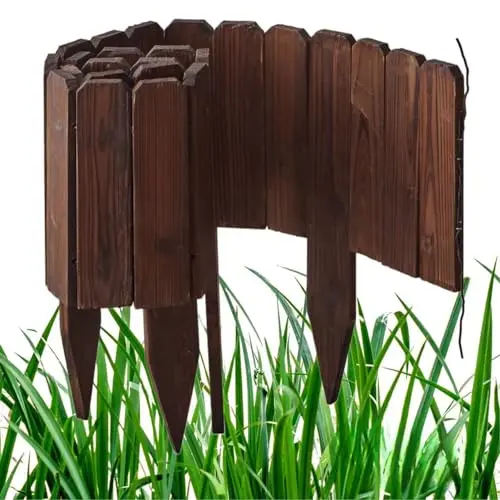 PULIJIAJU 3-pack wooden garden fence edging set