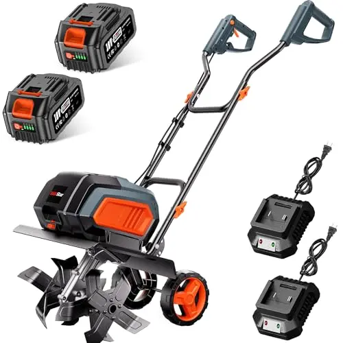 TaskStar 40V cordless tiller with brushless motor in garden