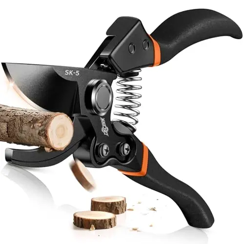 DECERK titanium pruning shears with black and orange handles