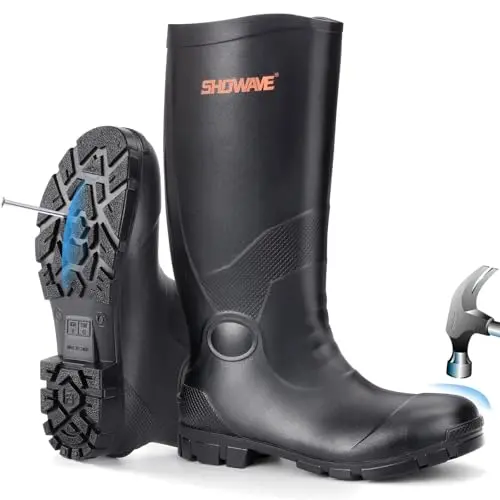 Showave steel toe rubber work boots