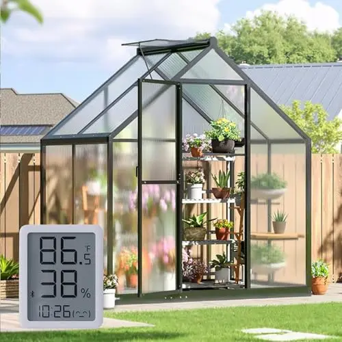 SYLVIERA black polycarbonate greenhouse with vented roof