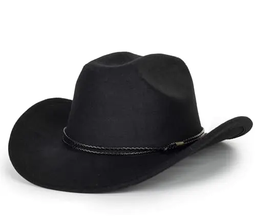 Western cowboy hat with classic fedora shape and buckle belt