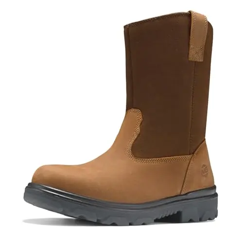 NINGO steel toe waterproof Wellington work boots in brown leather