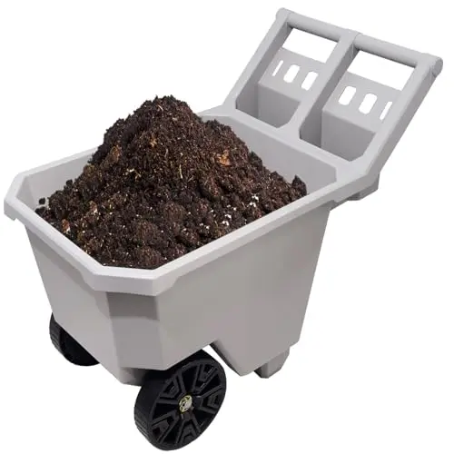 AAIN gray wheel barrel with built-in tool holster and cup holder