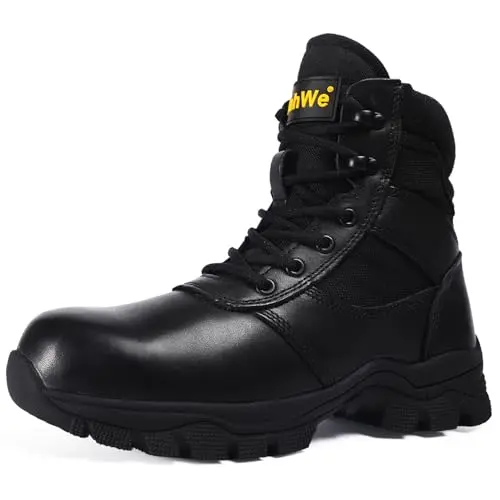 DahWe Steel Toe Boots in black with side zipper